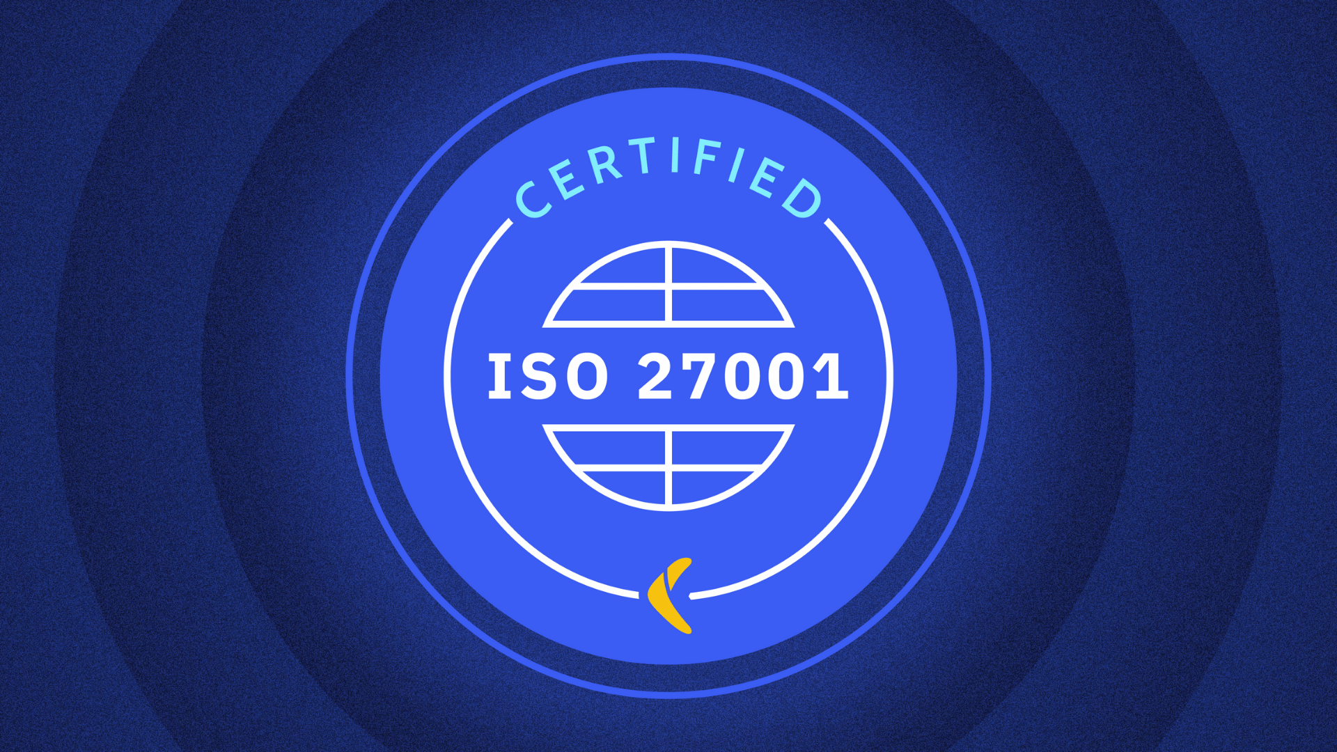 Rewind ISO 27001 banner. Shows the ISO logo in a circle with the Rewind logo below.