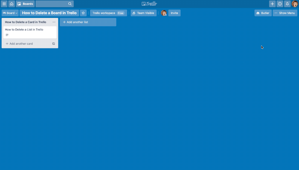 How to delete a board in Trello