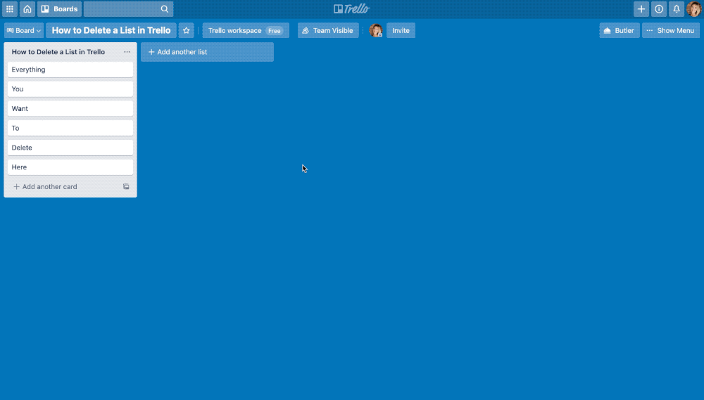 How to delete a list in Trello