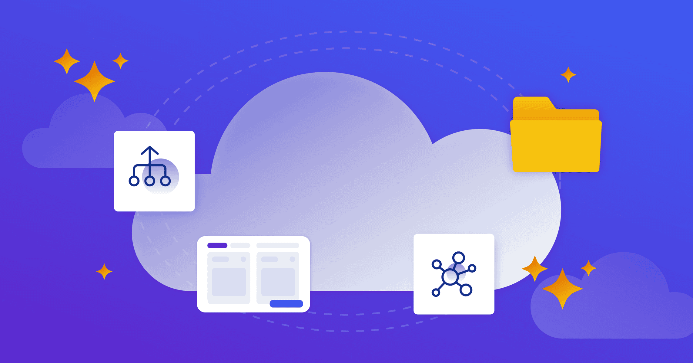 Off site backup solutions. A purple graphic visualization of the benefits of off site data backups.