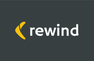 Rewind Logo, Full Color White
