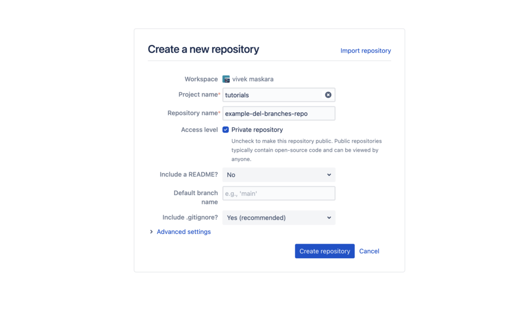 Create a Bitbucket repository