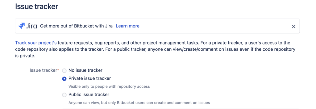Types of issue trackers in Bitbucket