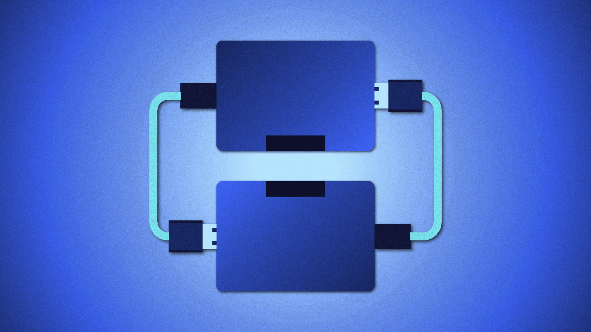 Atlassian BRIE backup: Understanding SaaS data backup risks: a graphic of two hard drives plugged into each other to illustrate the risks of backing up SaaS data with the SaaS provider