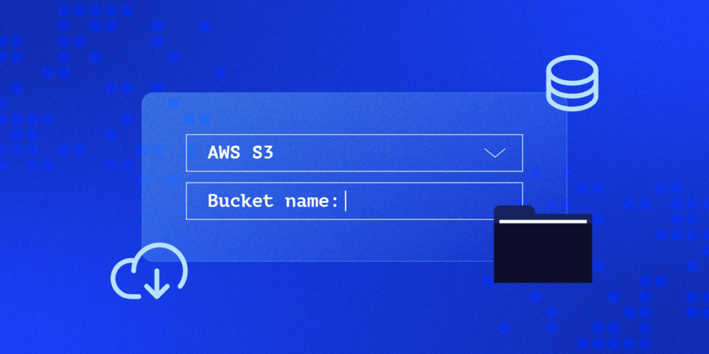 Rewind Enterprise Engine: Interface with AWS S3 bucket name input field and storage icons.