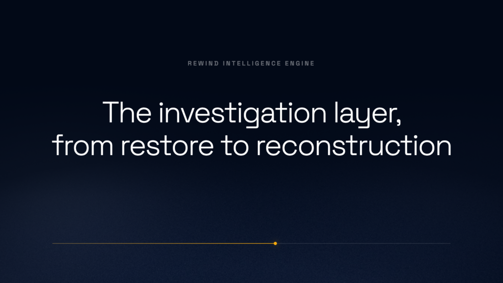 Rewind Intelligence Engine: the investigation layer, from restore to reconstruction