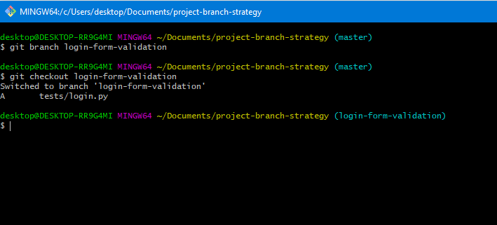 git create new branch and switch to it