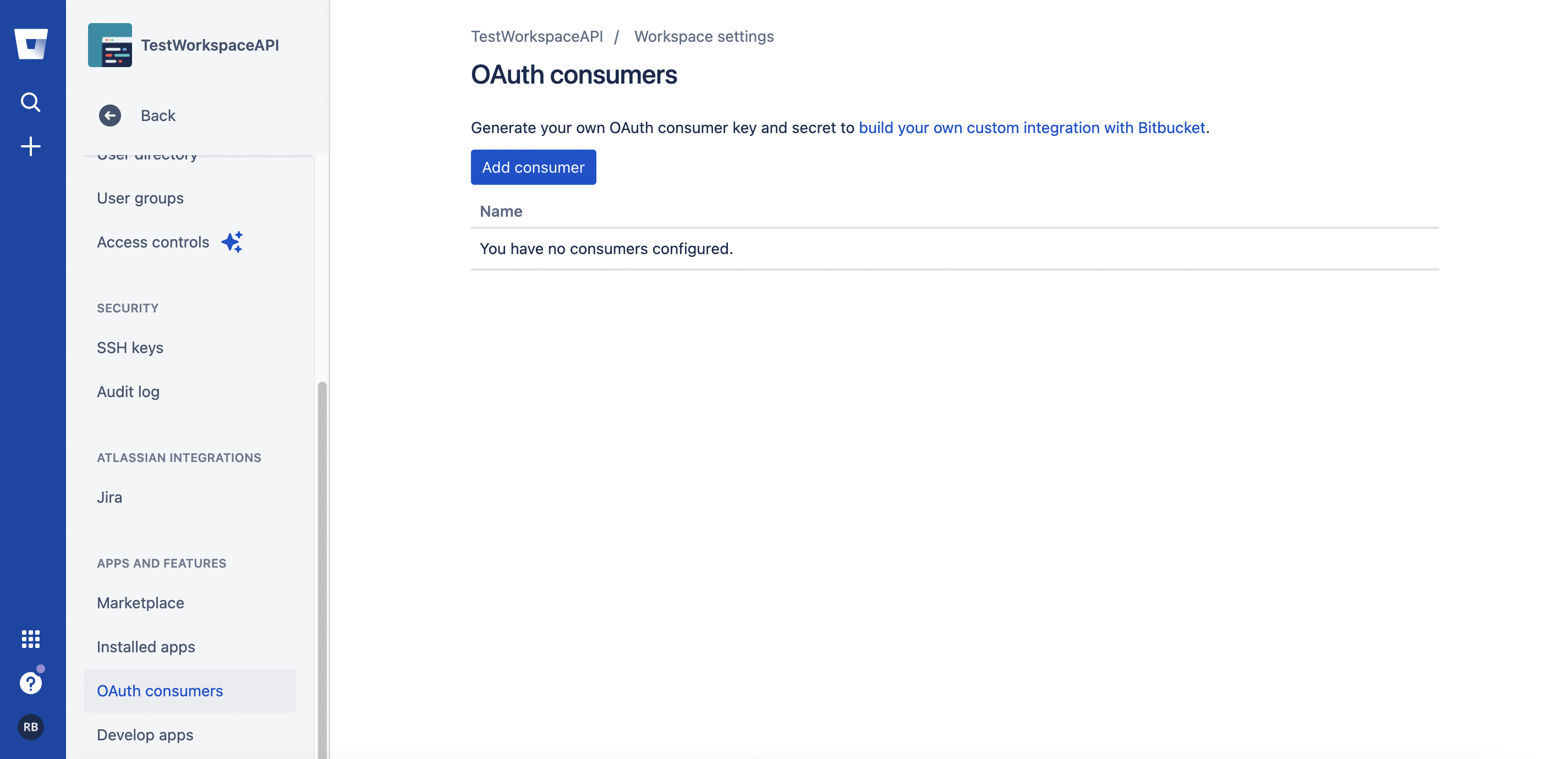 Screenshot showing OAuth consumers