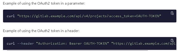 Image showing how to use OAuth2 for authentication in Gitlab API