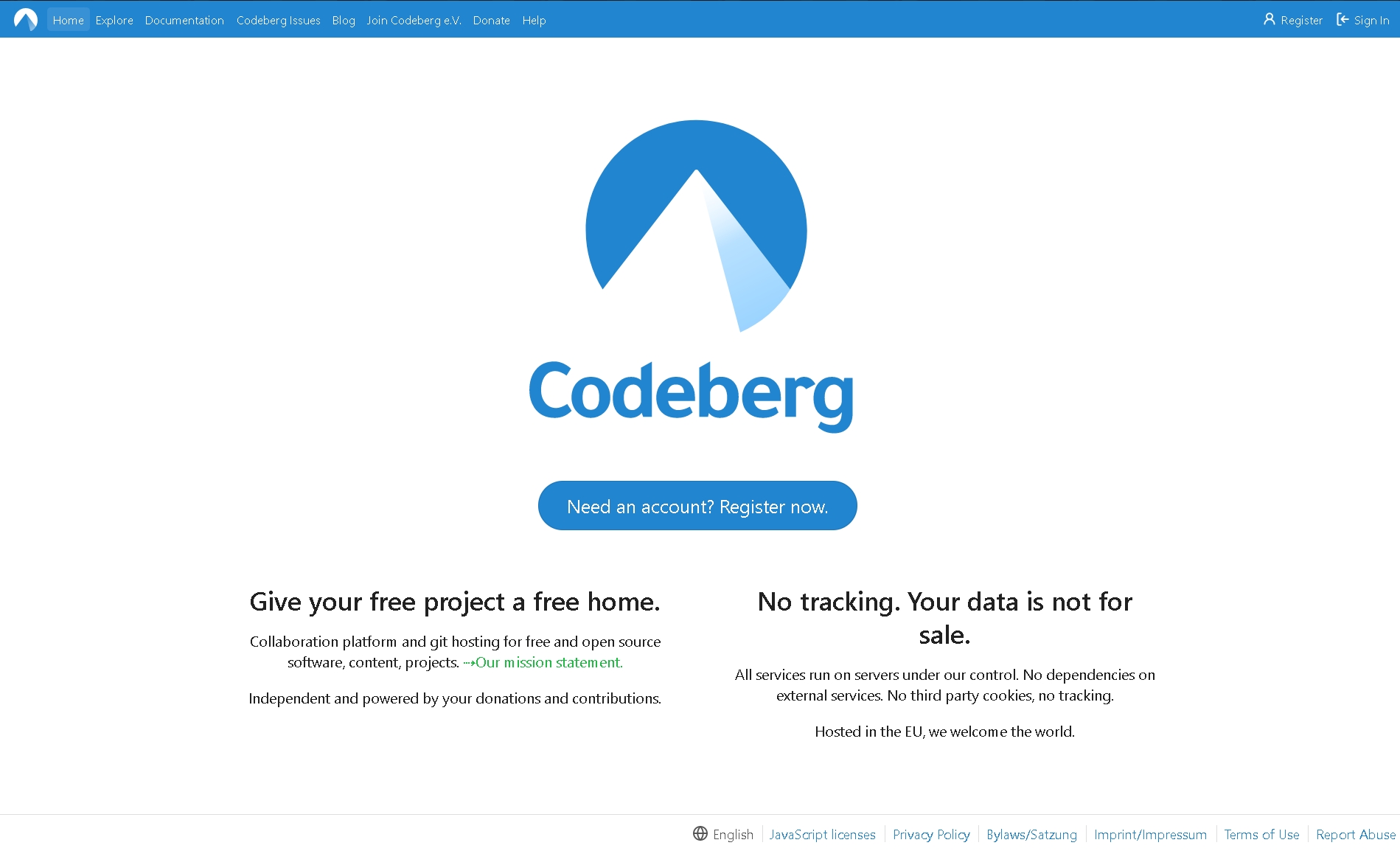 Codeberg is a useful alternative to GitHub. Shown is the Codeberg home page.