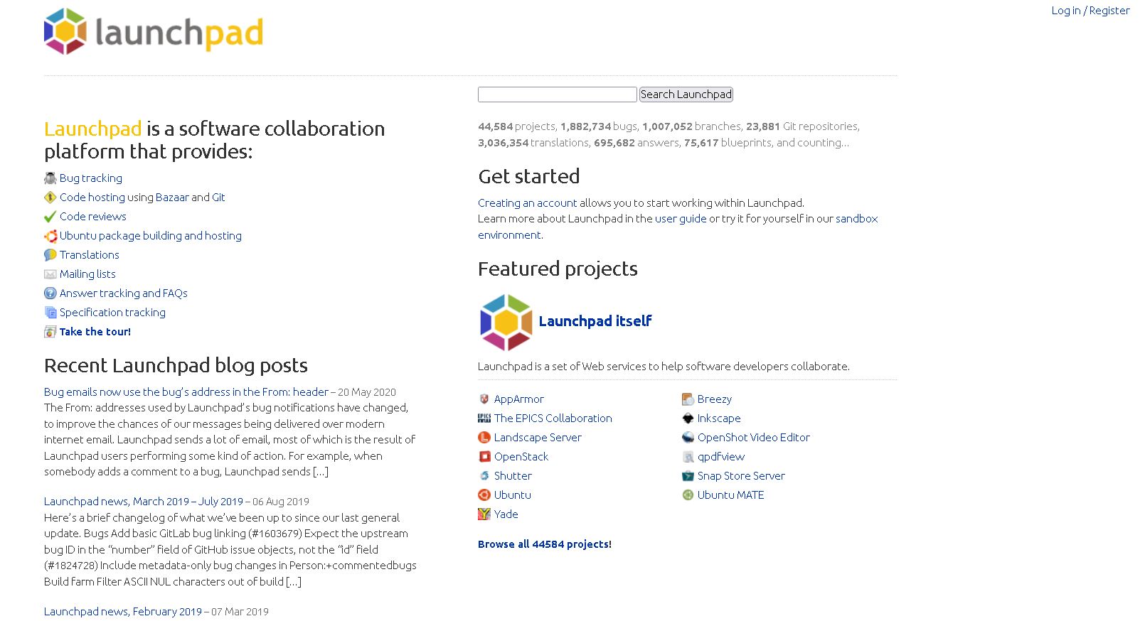 Launchpad, a popular GitHub alternative.